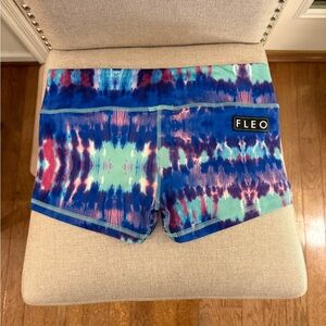 Fleo Women's Tie-Dye Active Shorts - Blue, Mint & Pink
